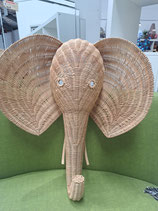 Cane Elephant Head Wall Hanging