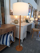 Timber Floor Lamp with White Shade