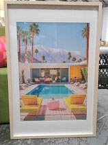 BRAND NEW Framed Mid Century Palm Springs Oasis Print