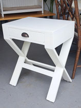 White Wooden Cross Leg Bedside Table