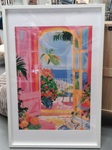 BRAND NEW Framed Vibrant Pink Ocean View Print