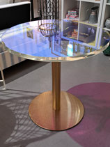Brass Base Round Iridescent Acrylic Occasional Table