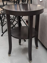 Round Dark Timber Finish Side Table