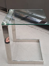 Glass Top Chrome Side Table