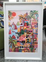 BRAND NEW Framed Colourful Coastal Print