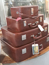 "Pukka Luggage" Vintage Tan Brown Suitcase Set with Keys