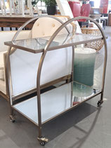 BRAND NEW Arch Brass Colour, Mirror & Glass Serving Trolley - 2 Available