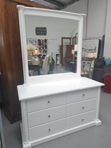 EX DISPLAY "Harvey Norman" Gloss White Dressing Table with Mirror
