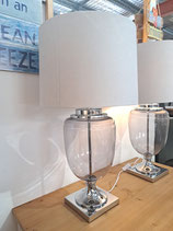 BRAND NEW Large Grey Tinted Glass Lamp - 2 Available