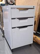 White Metal 3 Drawer Lockable Desk Drawers on Wheels