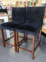 Pair Black Velvet Stud Edge Stools - 2 Pairs Available