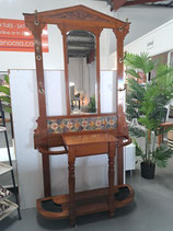 Vintage Timber & Tile Mirrored Hall Stand with Drawer