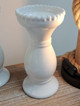 White Ceramic Candlestick - Small - 3 Available