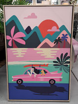 Framed Girl & Dog Road Trip Print