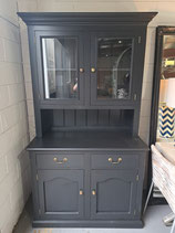 Satin Black Painted Timber Buffet with Hutch