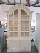 Large Arch Top White Timber & Glass Display Cabinet with Key