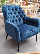 Teal Blue Velour Button Back Armchair
