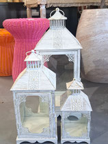 BRAND NEW White Metal & Glass Candle Lantern - 3 Sizes