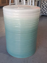 Turquoise Ombre Ceramic Drum Side Table / Stool