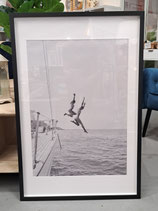 BRAND NEW Framed Black & White Ocean Jump Print