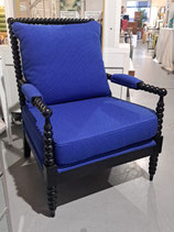 Black Timber Frame Royal Blue "Bobbin" Armchair