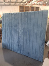 "Temple & Webster" Queen Size Blue Velour Quilted Bedhead