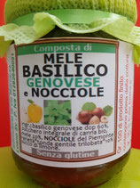 Composta di MELE con FOGLIE DI BASILICO Genovese e NOCCIOLE del Piemonte gr. 250