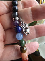 7 Chakrenarmband mit schwarzem Katzenauge