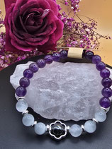 Amethyst mit Mondstein und Hämatitblume