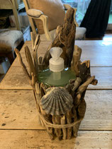 Flacon de savon liquide 700 ml en bois flotté et coquille