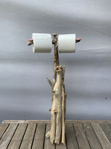 Distributeur papier toilette en bois flotté et coquillages