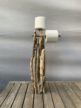 Distributeur papier toilette en bois flotté et coquillages