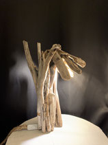 Lampe de bureau en bois flotté