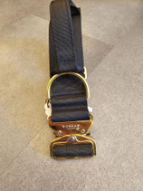 Taktisches Halsband Schwarz m.Messing Cobraschnalle 5cm breit