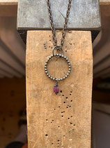 Silberkette mit Rubinperle Variation 2