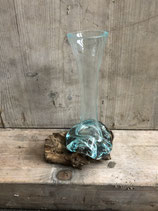 Glasvase auf einer Teakholz- Wurzel  Vase4