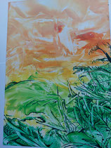 Landschap Oranje Encaustic Wax