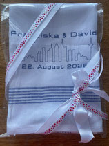 2 Skyline-Geschirrtücher mit Namen und Hochzeitsdatum