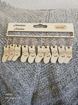 10er Set abnehmbare Maschenmarkierer aus Holz zum Stricken und Häkeln mit Halterung (Schaf 2)