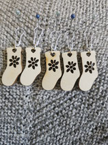 5er Set abnehmbare Maschenmakierer aus Holz zum stricken und häkeln (Blume)