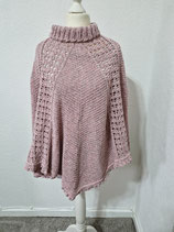 Poncho mit Lochmuster und Rollkragen one size