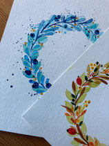 Großer Aquarell-Blumenkranz