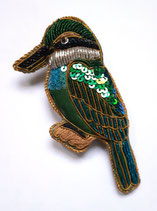 Stoffen broche ijsvogel