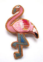 Stoffen broche, flamingo