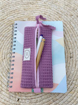 Planer-Täschchen 20x10 cm aus Waffelstoff Mauve – Stiftemäppchen mit Gummiband für Planer, Ordner, Tablet & Laptop