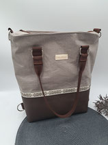 3 in 1 Tasche Mittel Leinen Beige / Mocca