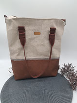 3 in 1 Tasche Mittel Leinen Hellbeige/Braun