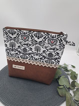 Necessaire Älpler/Braun mit Spitzen