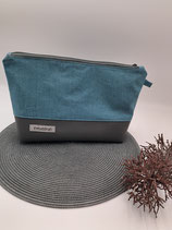Necessaire gross Linen Petrol/ Antrazit