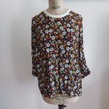 Upcycling Bluse 40 42 Blumenmotiv